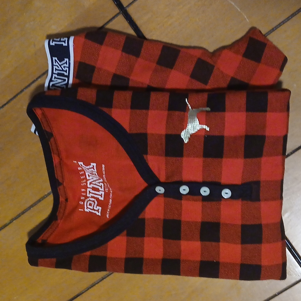 PINK, Red & Black Plaid Pajamas, size xs
